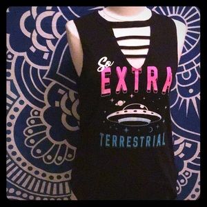 Alien t-shirt. Graphic tank with cut outs.